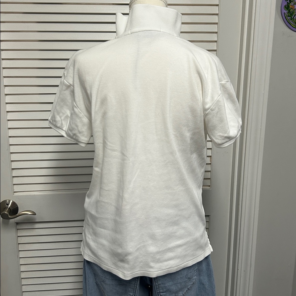 Ralph Lauren Women’s White Polo Shirt with aqua detail - Picture 3 of 4